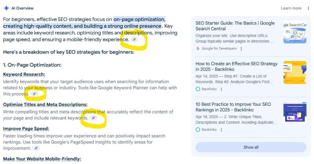 example of ai overview references